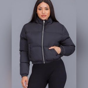 Black Crop Puffer Coat